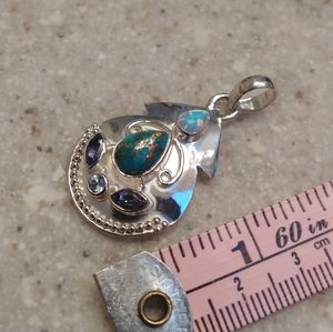 NWT SS pendant w/ opal, amethyst, and turquiose